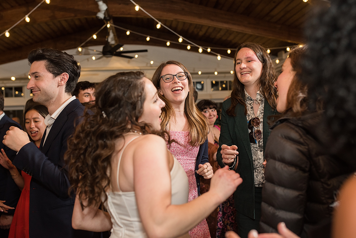 candid dancing during reception