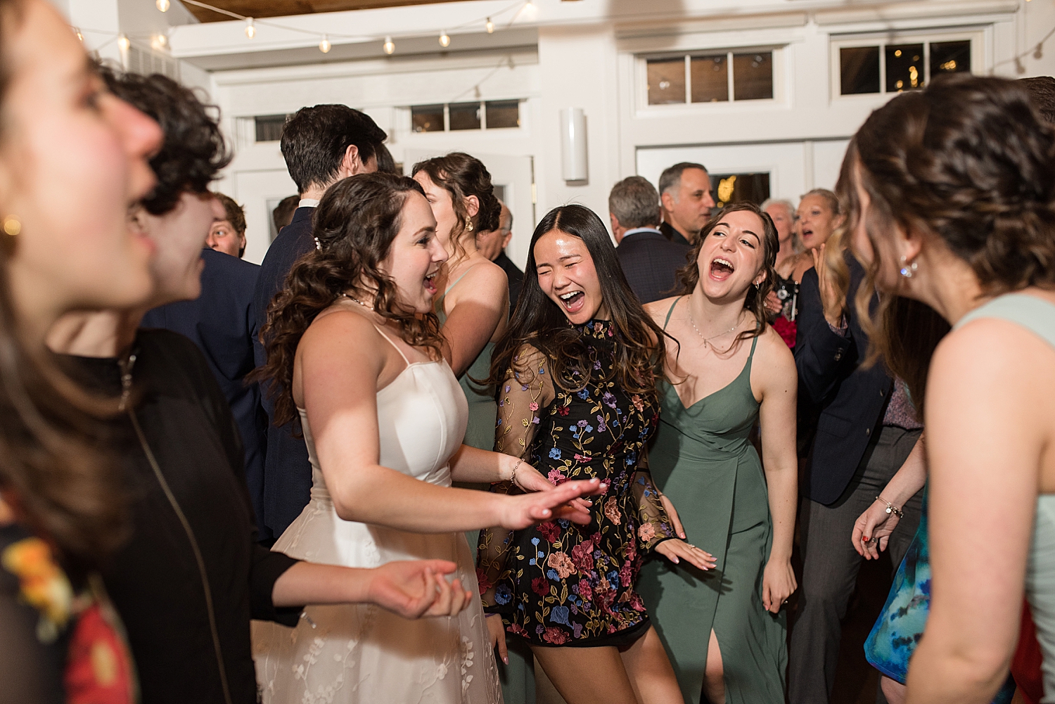 candid dancing during reception