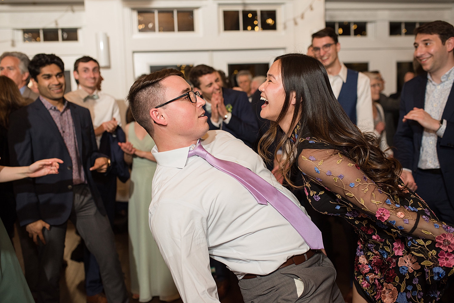 candid dancing during reception