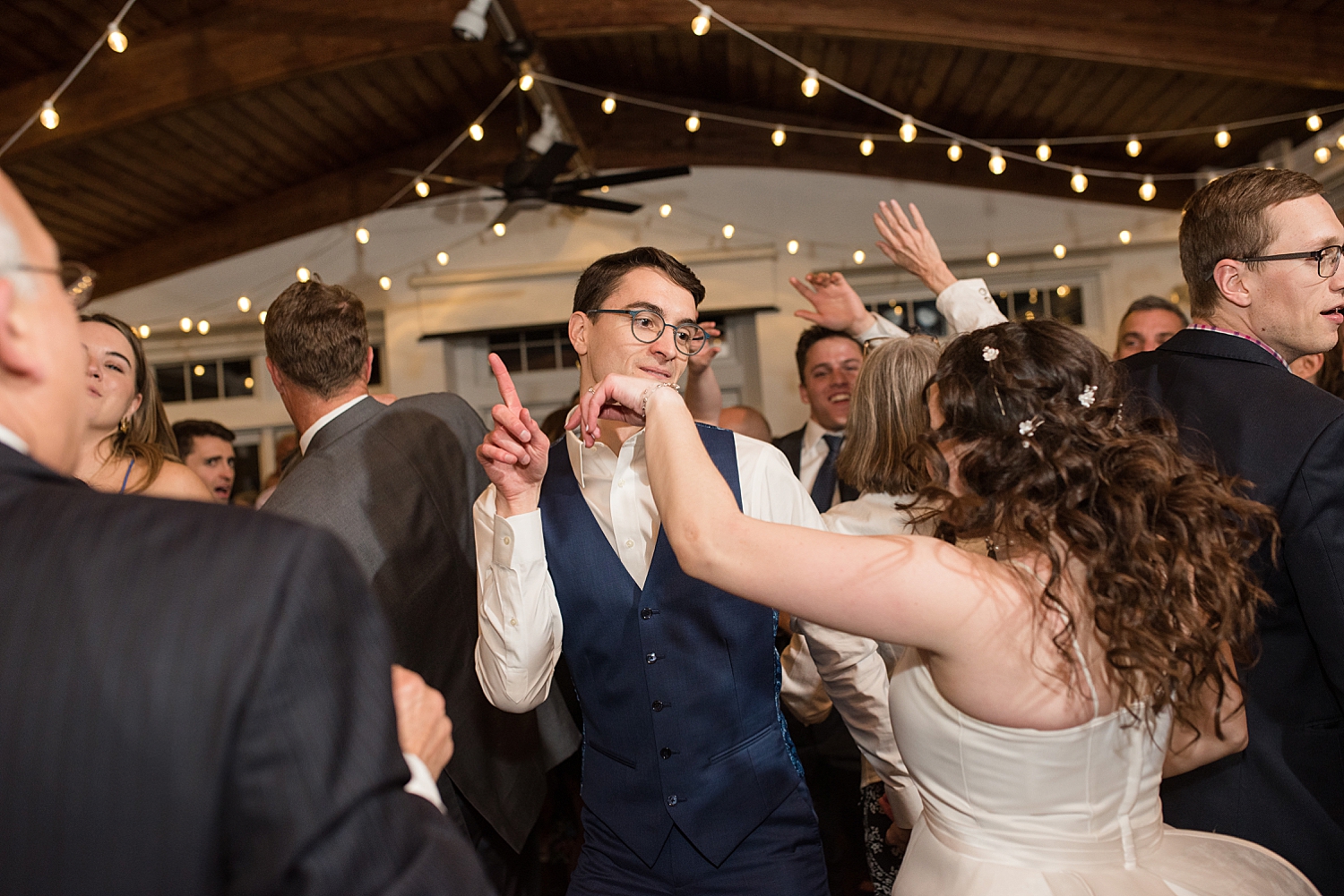 candid dancing during reception