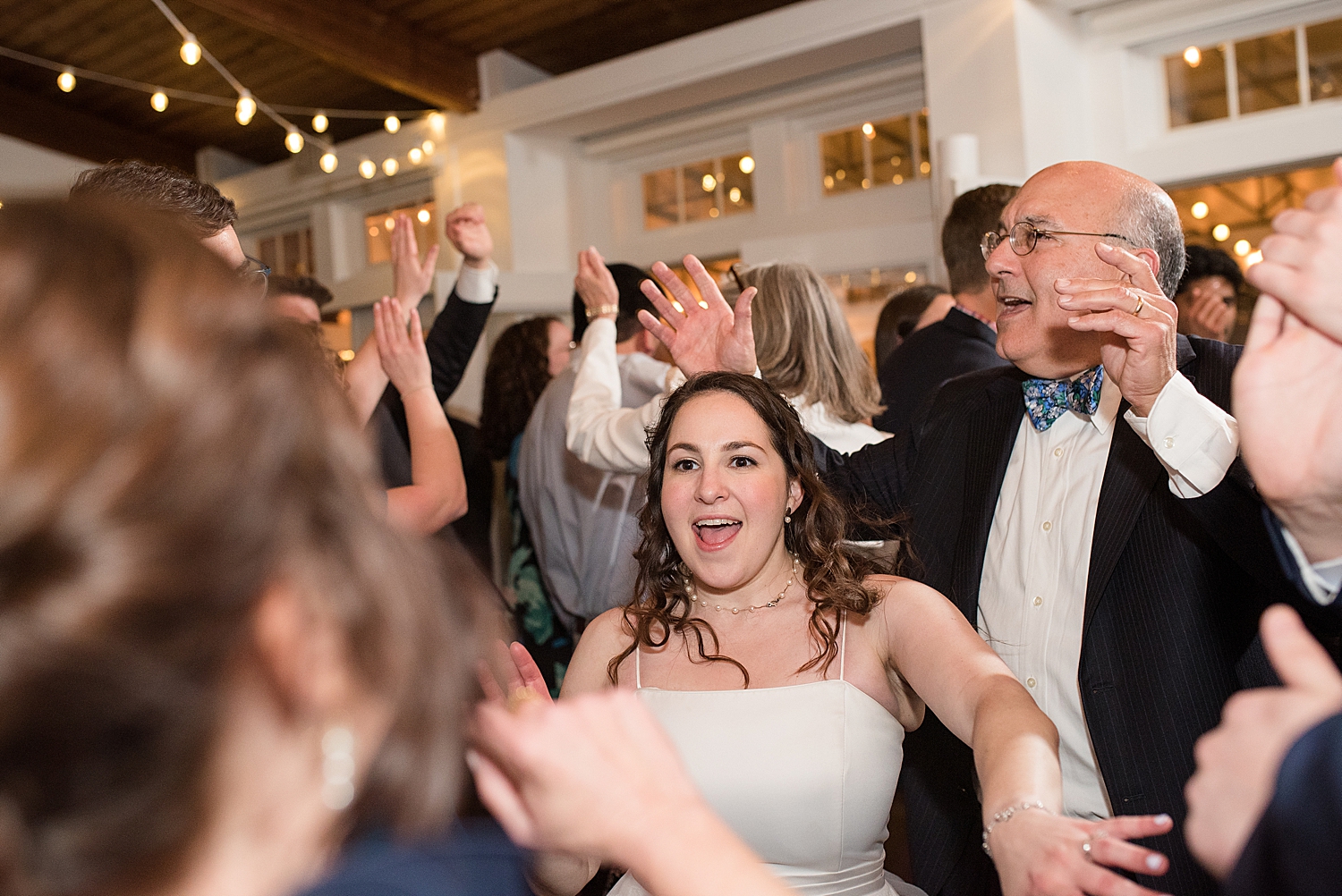 candid dancing during reception