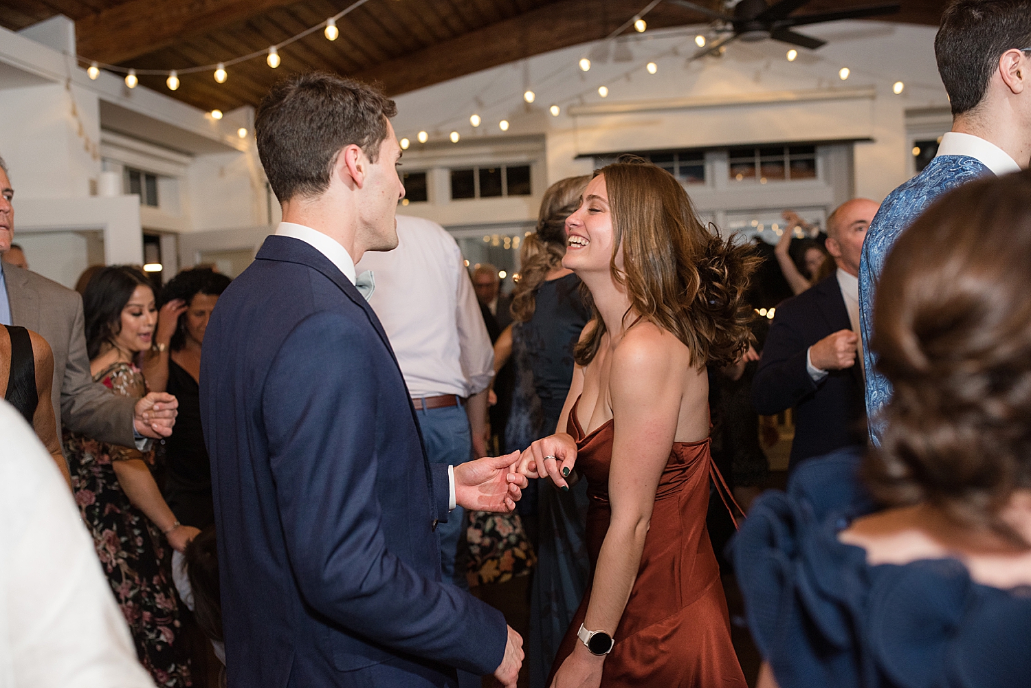 candid dancing during reception