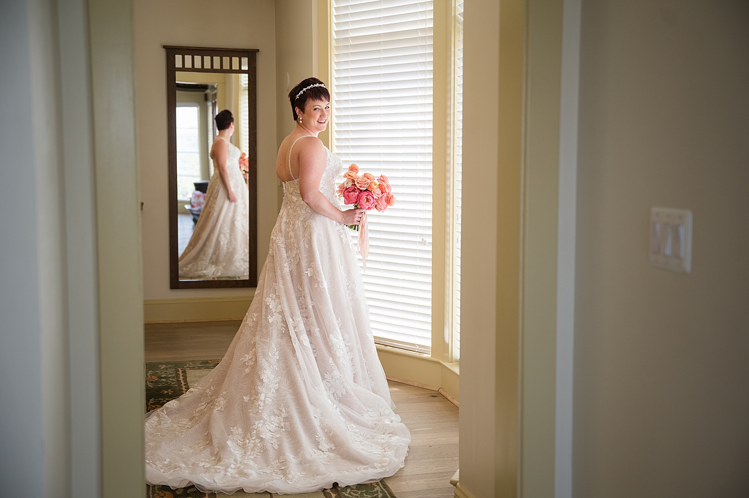 bride in her gown