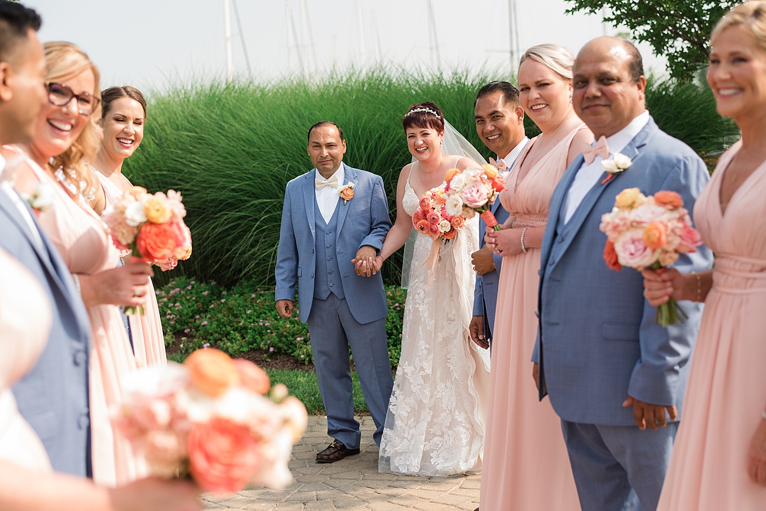 wedding party tunnel portrait