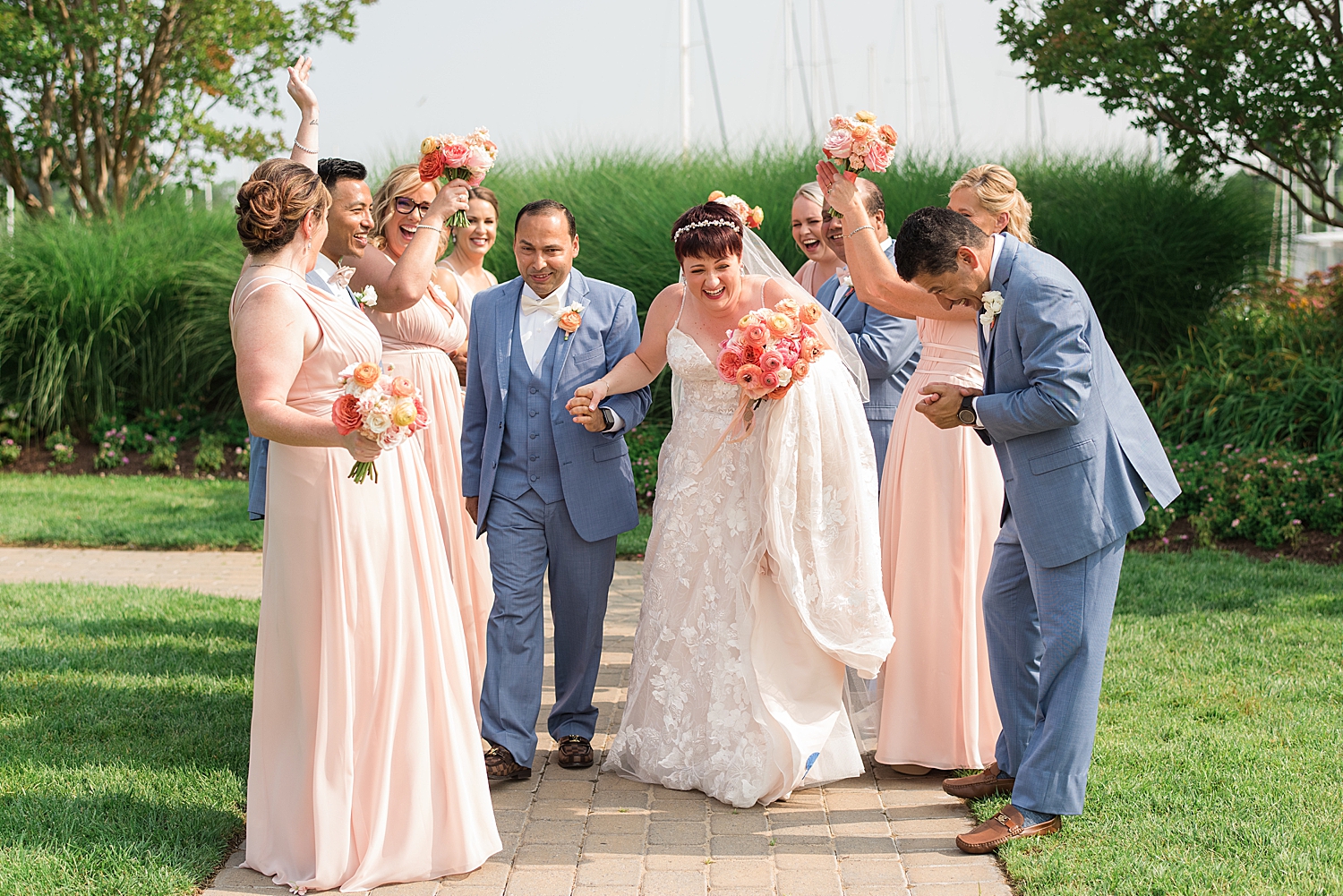 wedding party tunnel portrait