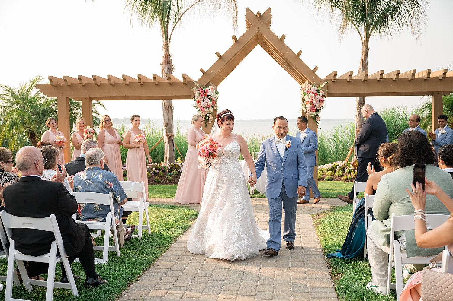 bride and groom recess from ceremony