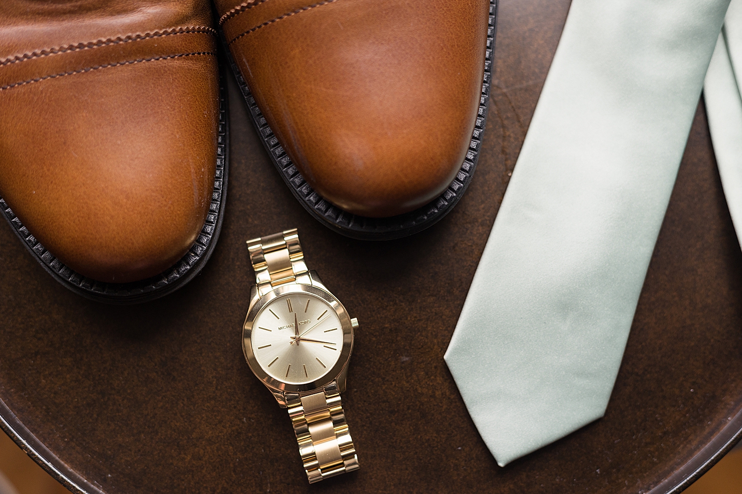 groom flat lay, shoes tie watch