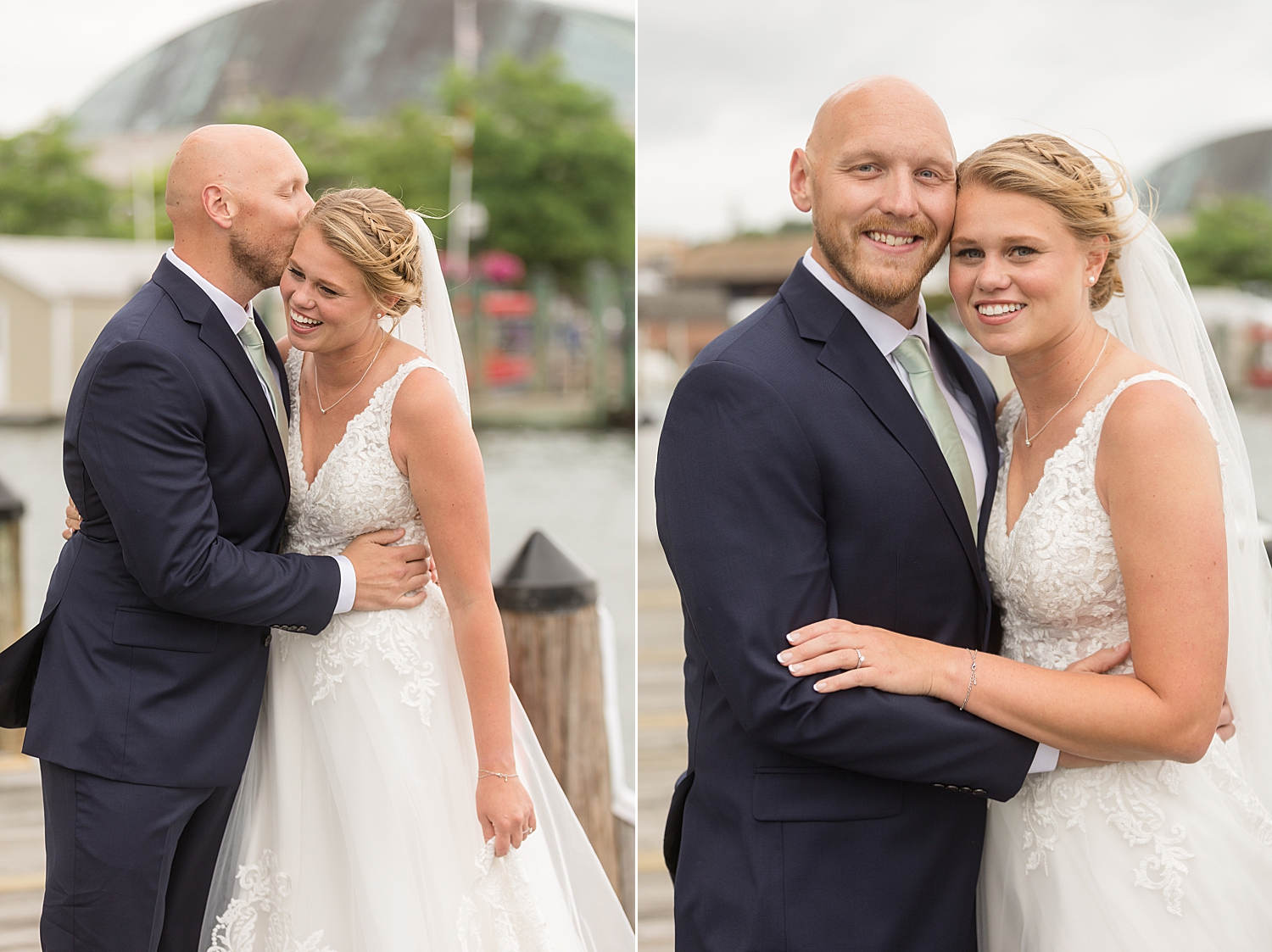 bride and groom annapolis docks portrait