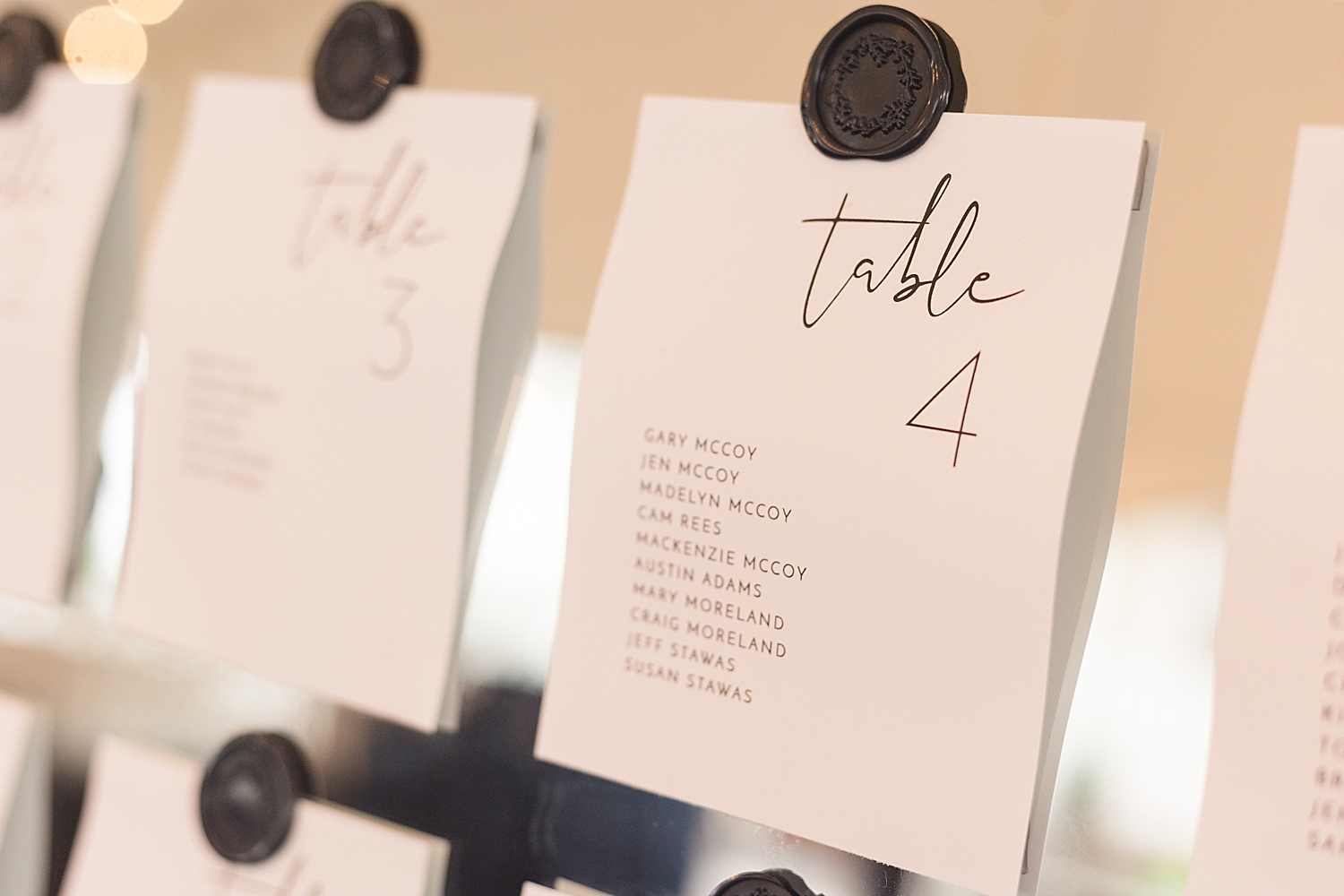 reception details table number