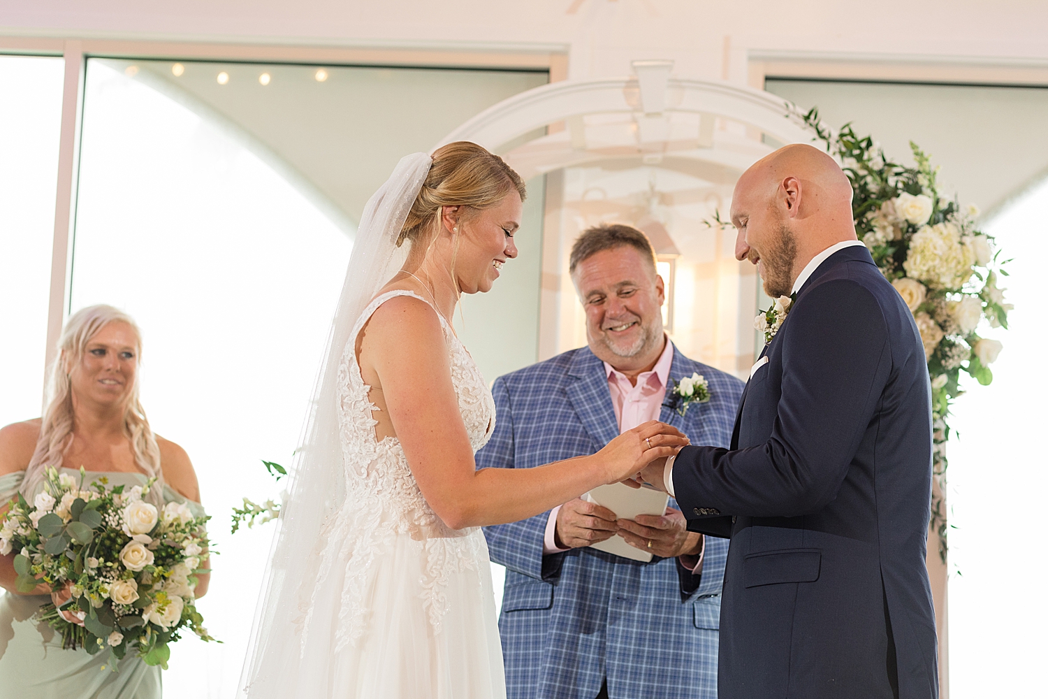 ceremony at celebrations on the bay tent ring exchange