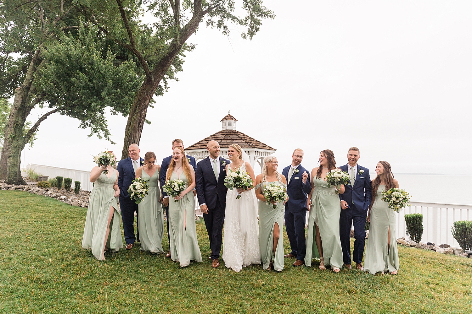 full wedding party portrait at celebrations