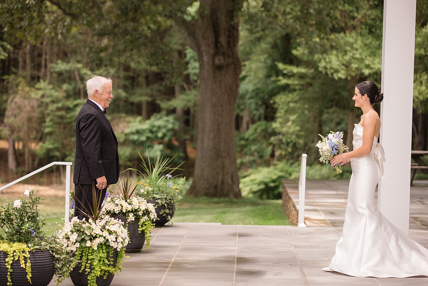 bride with dad first look