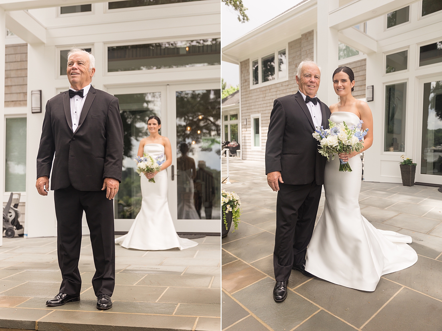 bride with dad first look