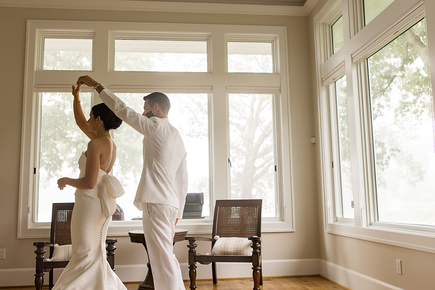 bride and groom portrait spin