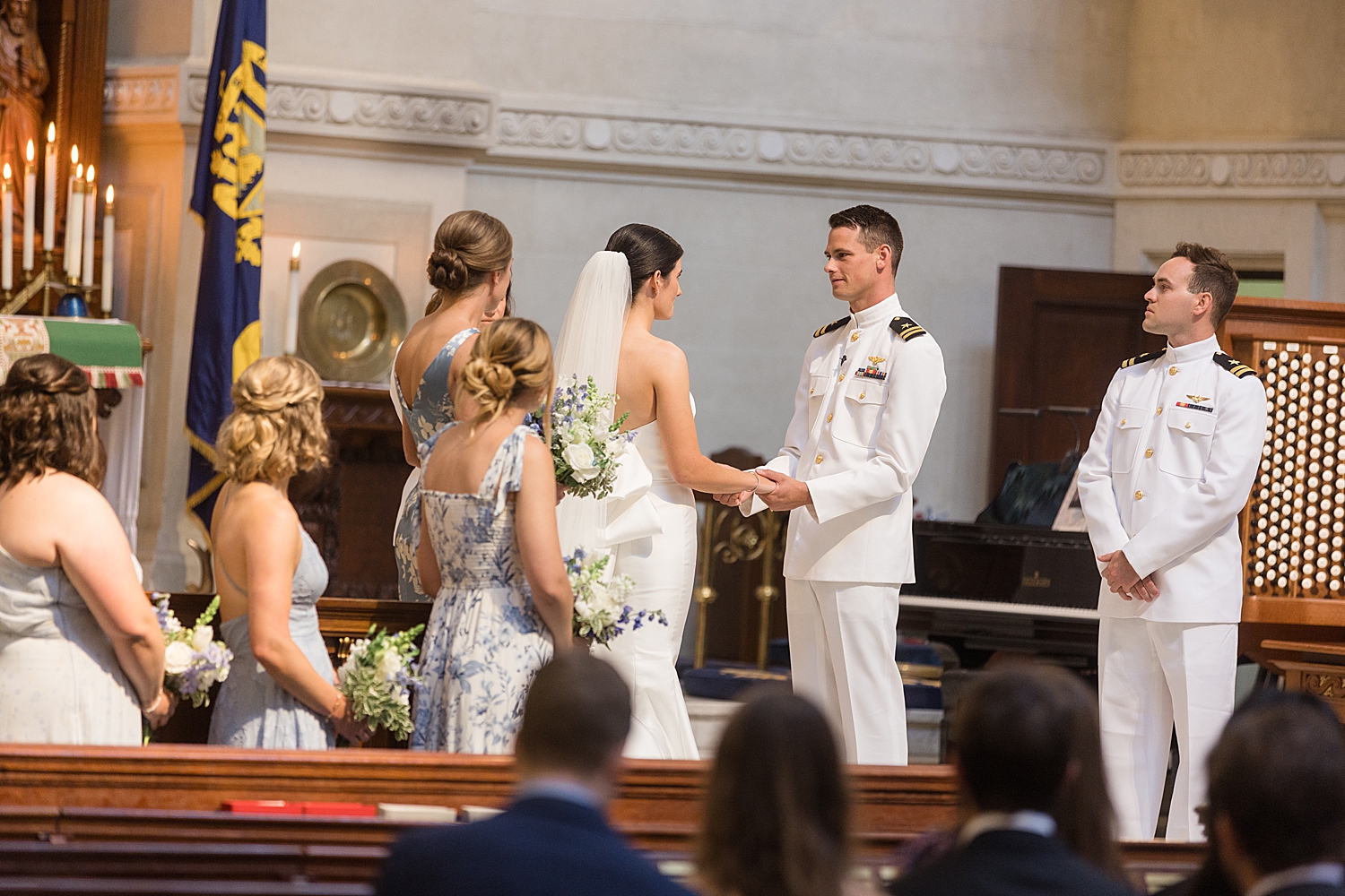 bride and groom usna ceremony chapel