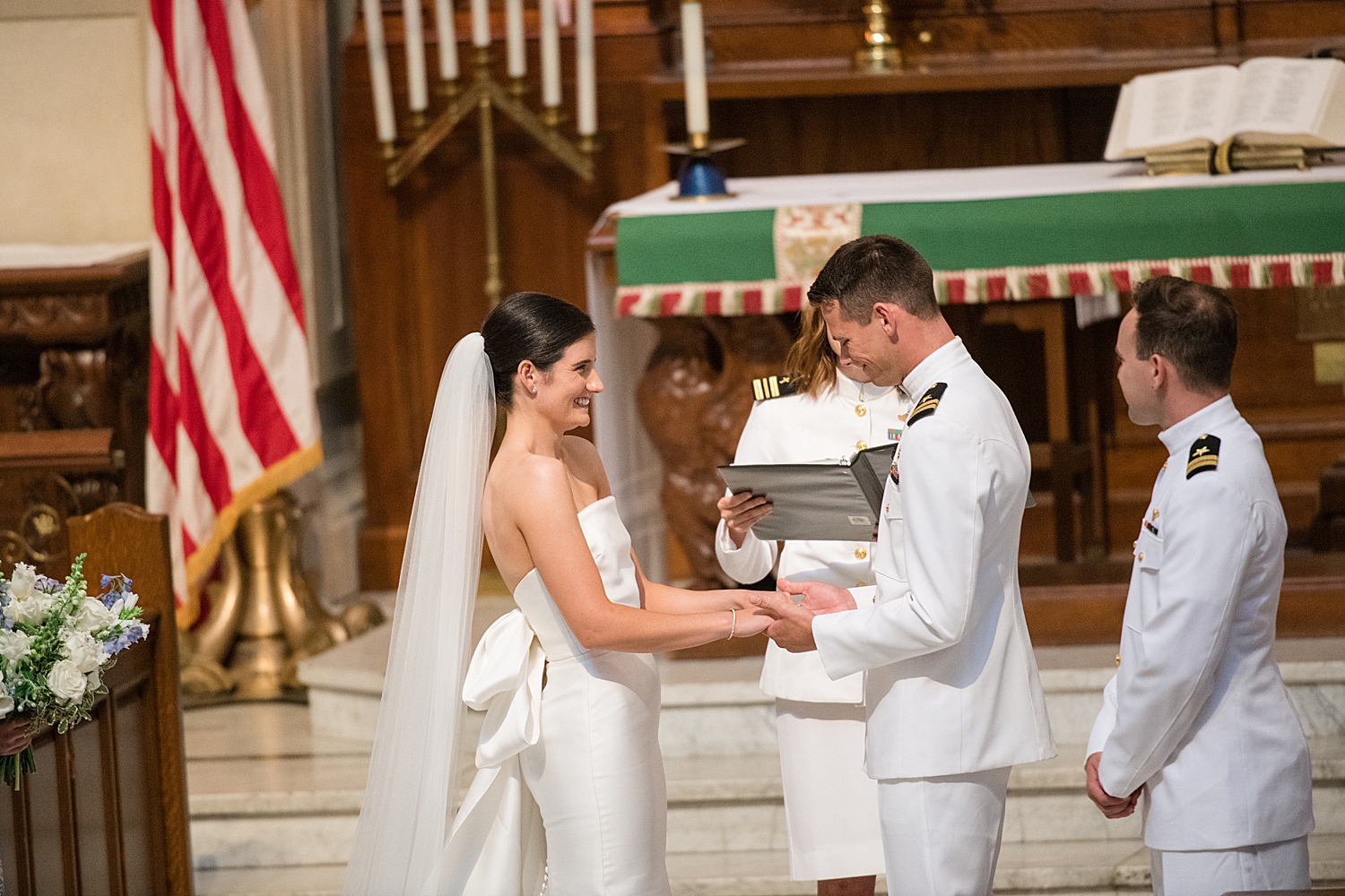 bride and groom usna ceremony chapel