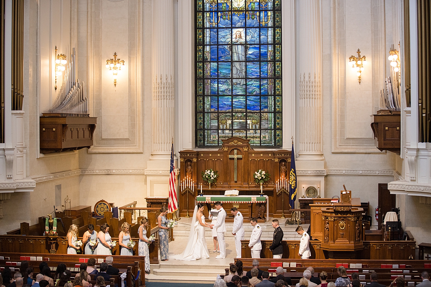 bride and groom usna ceremony chapel