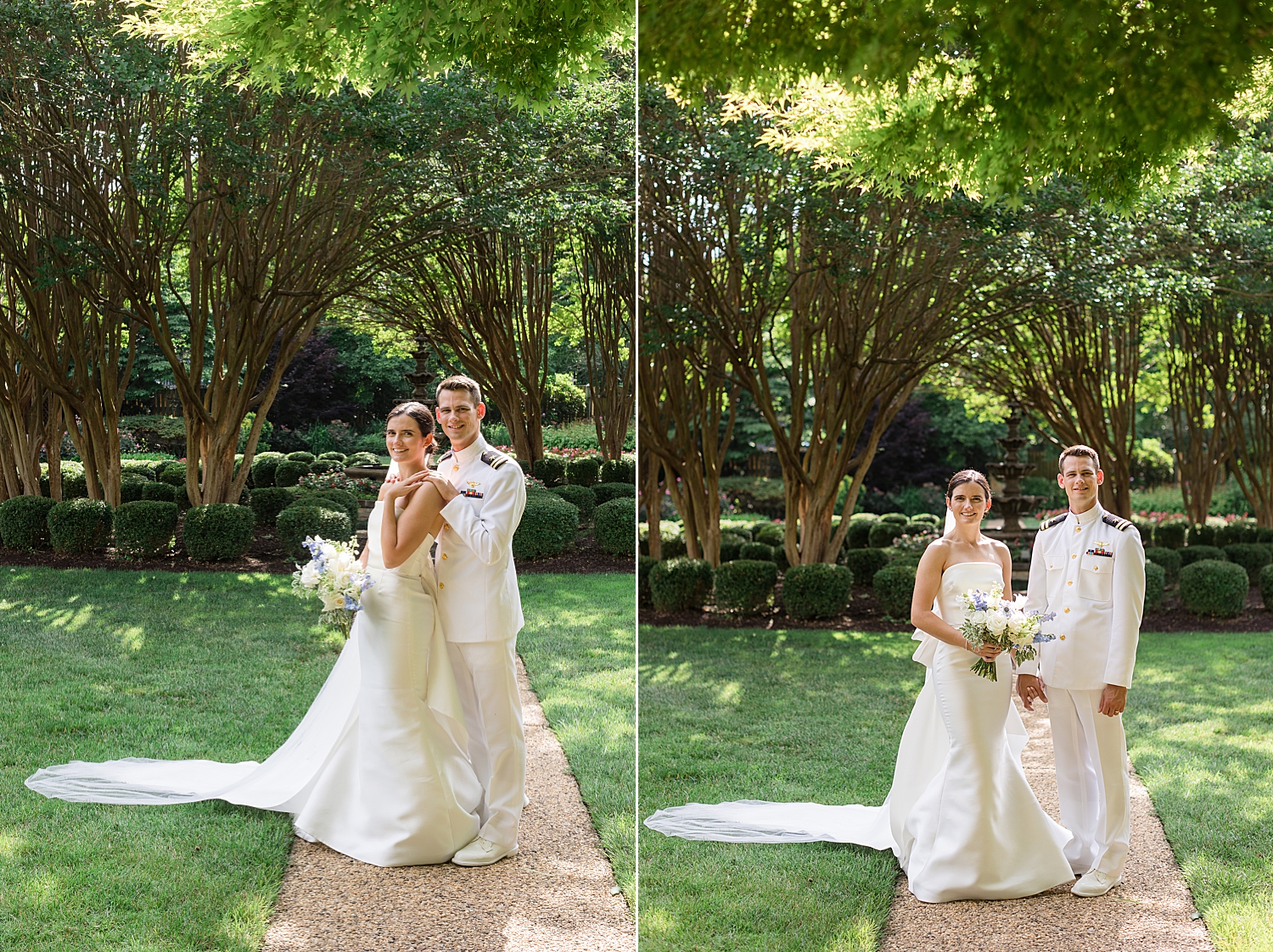 bride and groom portrait at naval academy