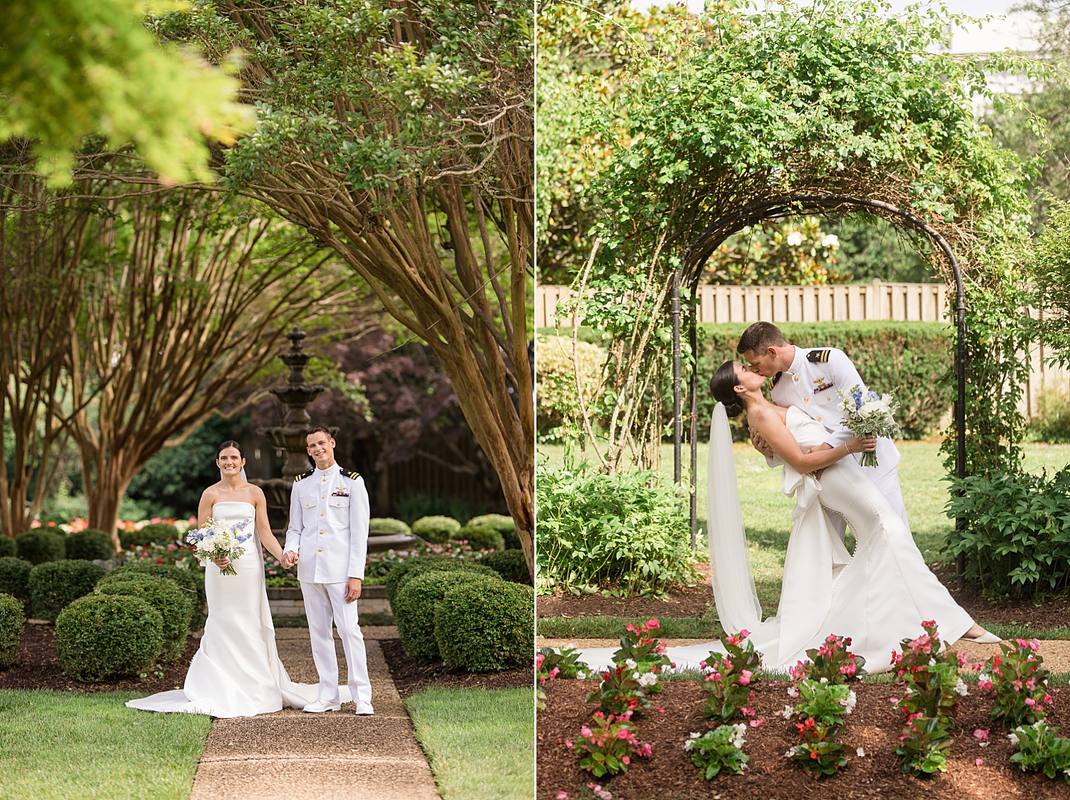 bride and groom portrait at naval academy