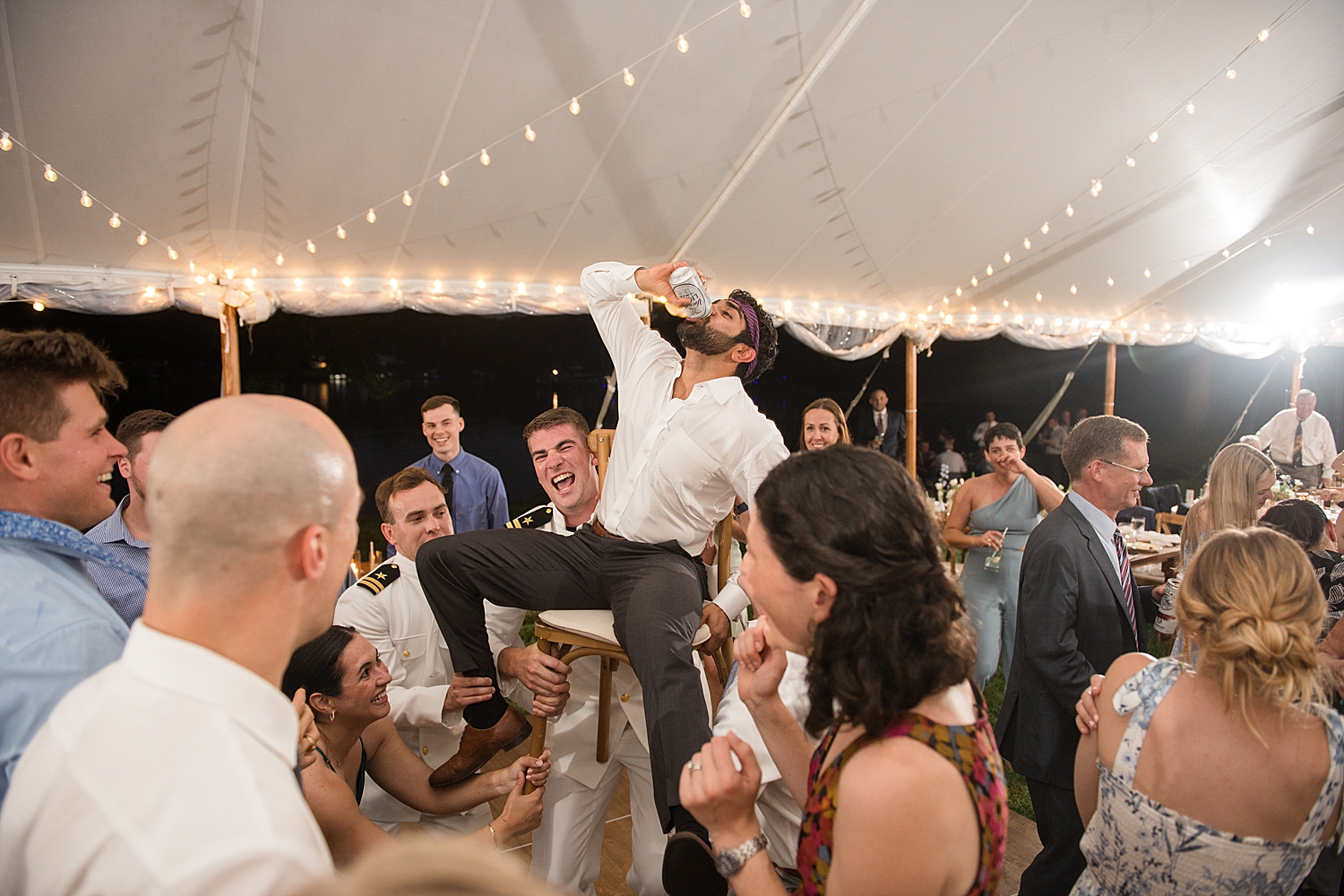 candid wedding guests dancing