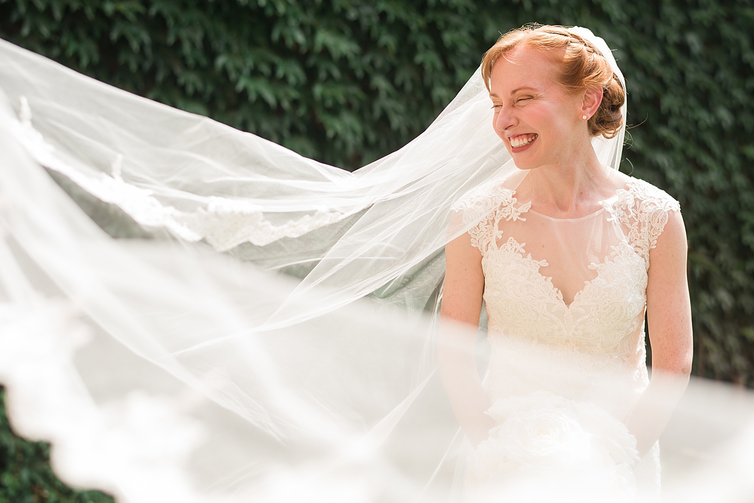 bridal portrait with flowy veil