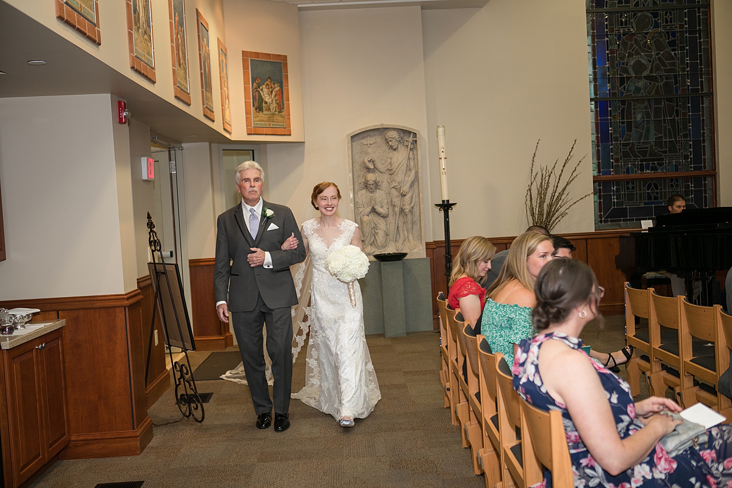 bride enters church ceremony