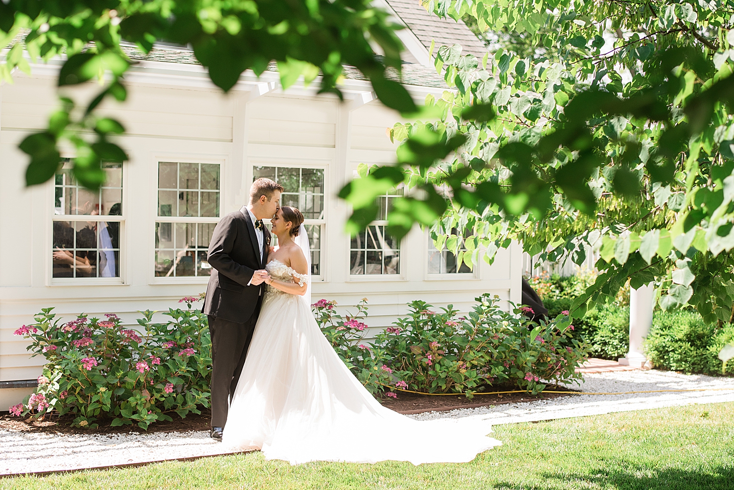 bride and groom portrait embrace