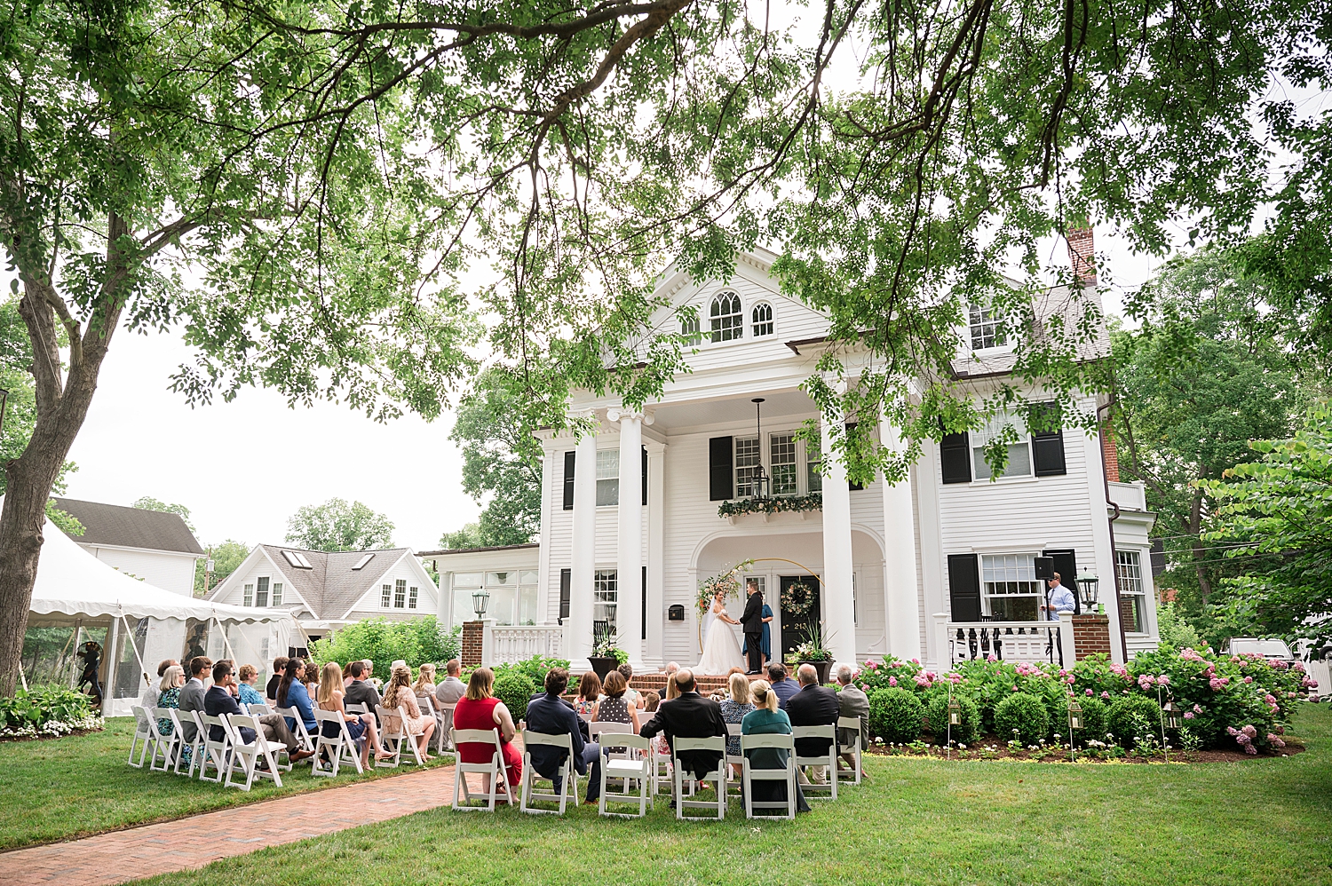 ceremony wide shot under trees