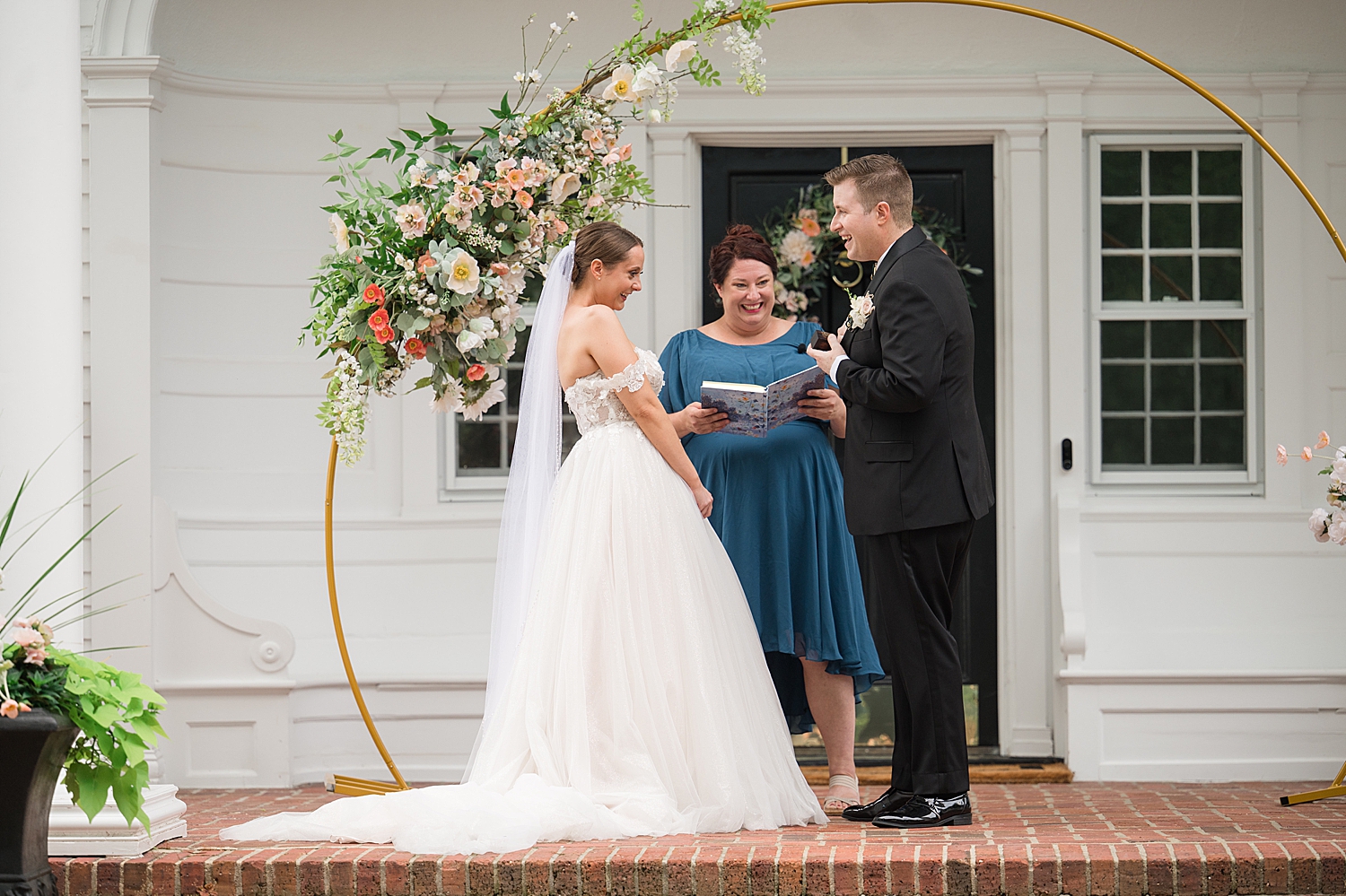 bride listening to groom's vows