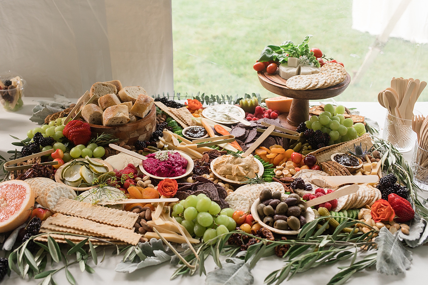 cocktail hour grazing board spread wide