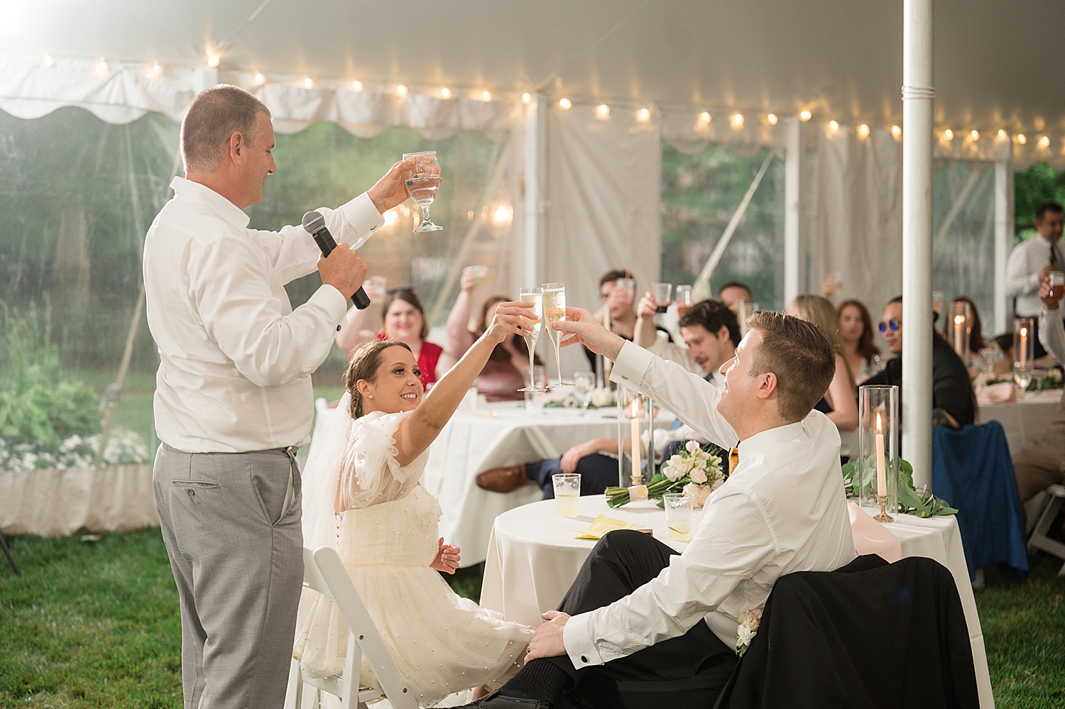 wedding toasts glasses raised