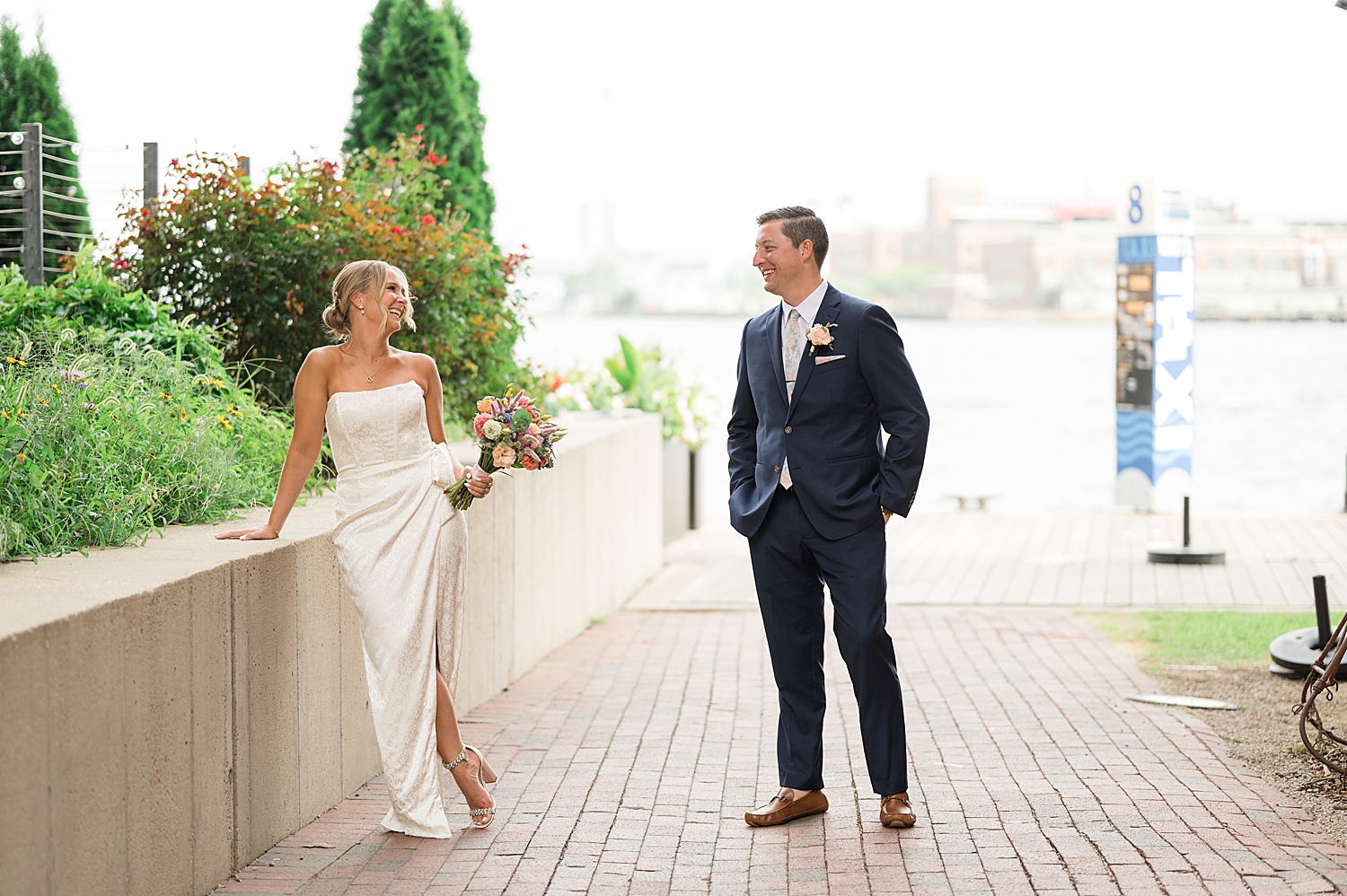 bride and groom portraits in baltimore