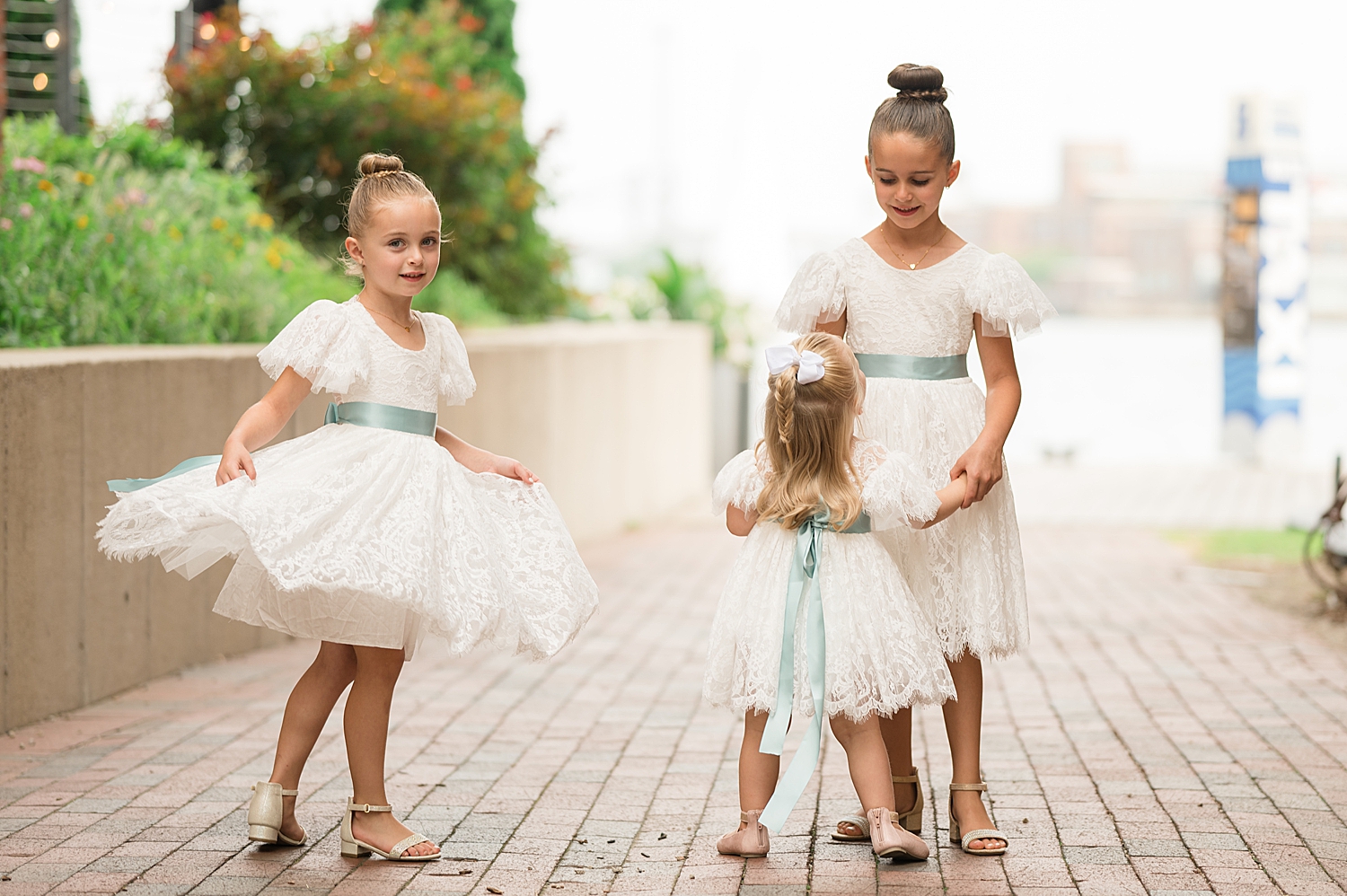 flower girls hanging out in fell's point