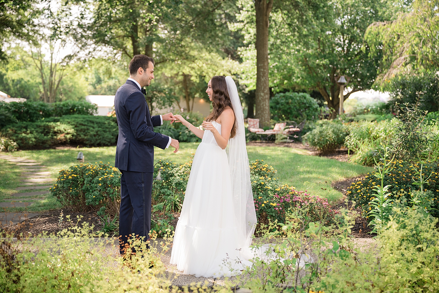 first look between bride and groom