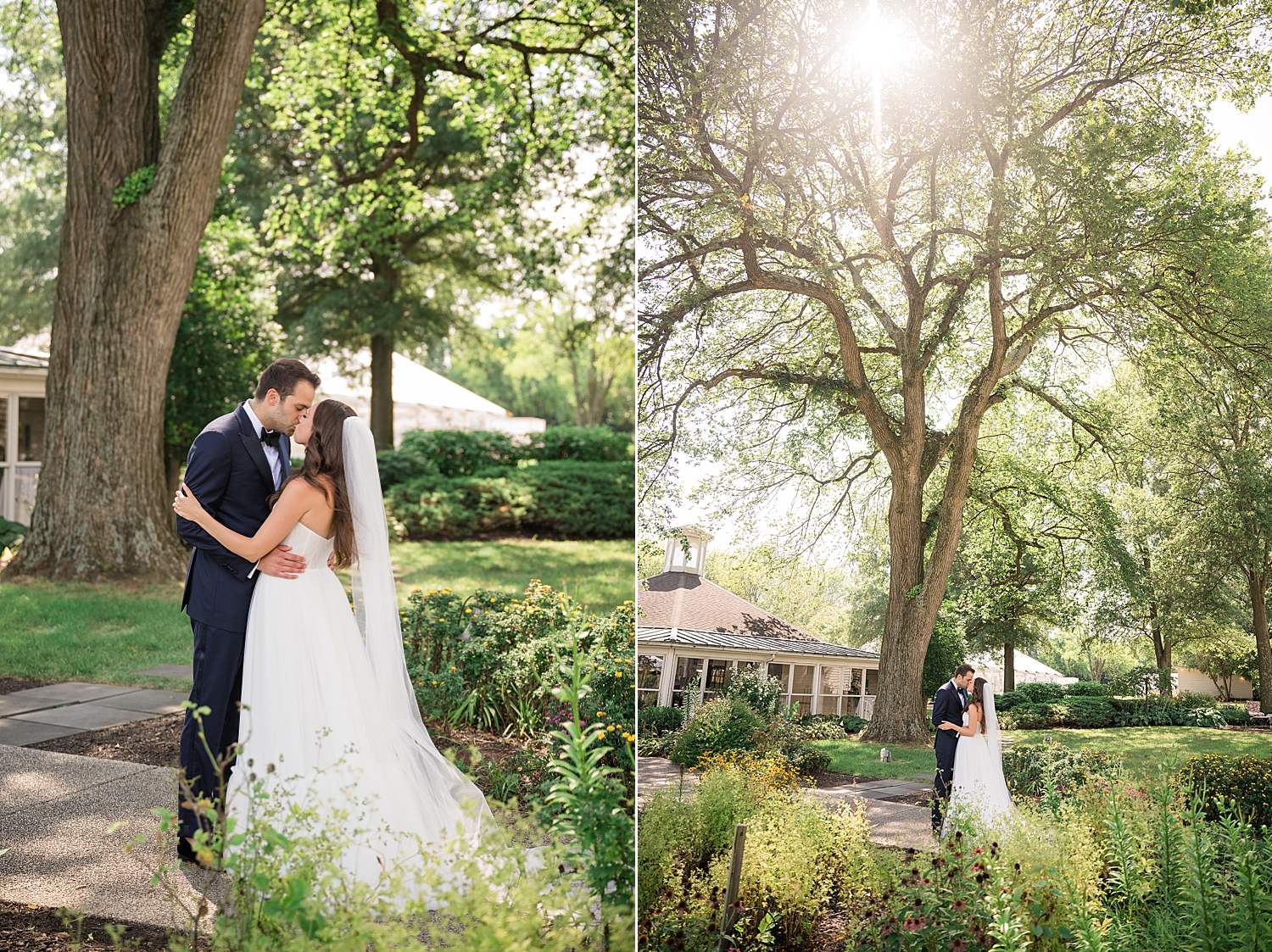 glowy greenery couple portrait on wedding day