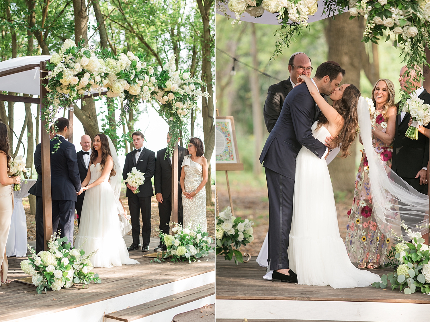 bride and groom first kiss ceremony