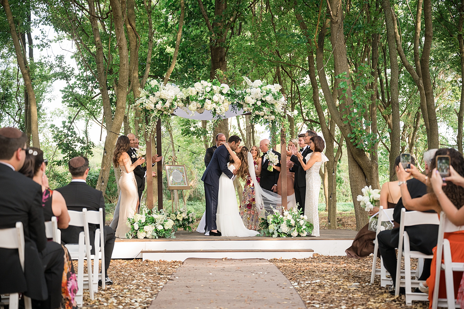 bride and groom first kiss ceremony