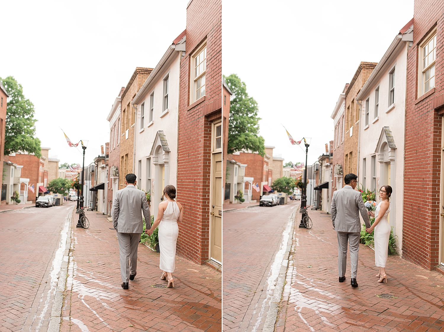 bride and groom portrait in downtown annapolis