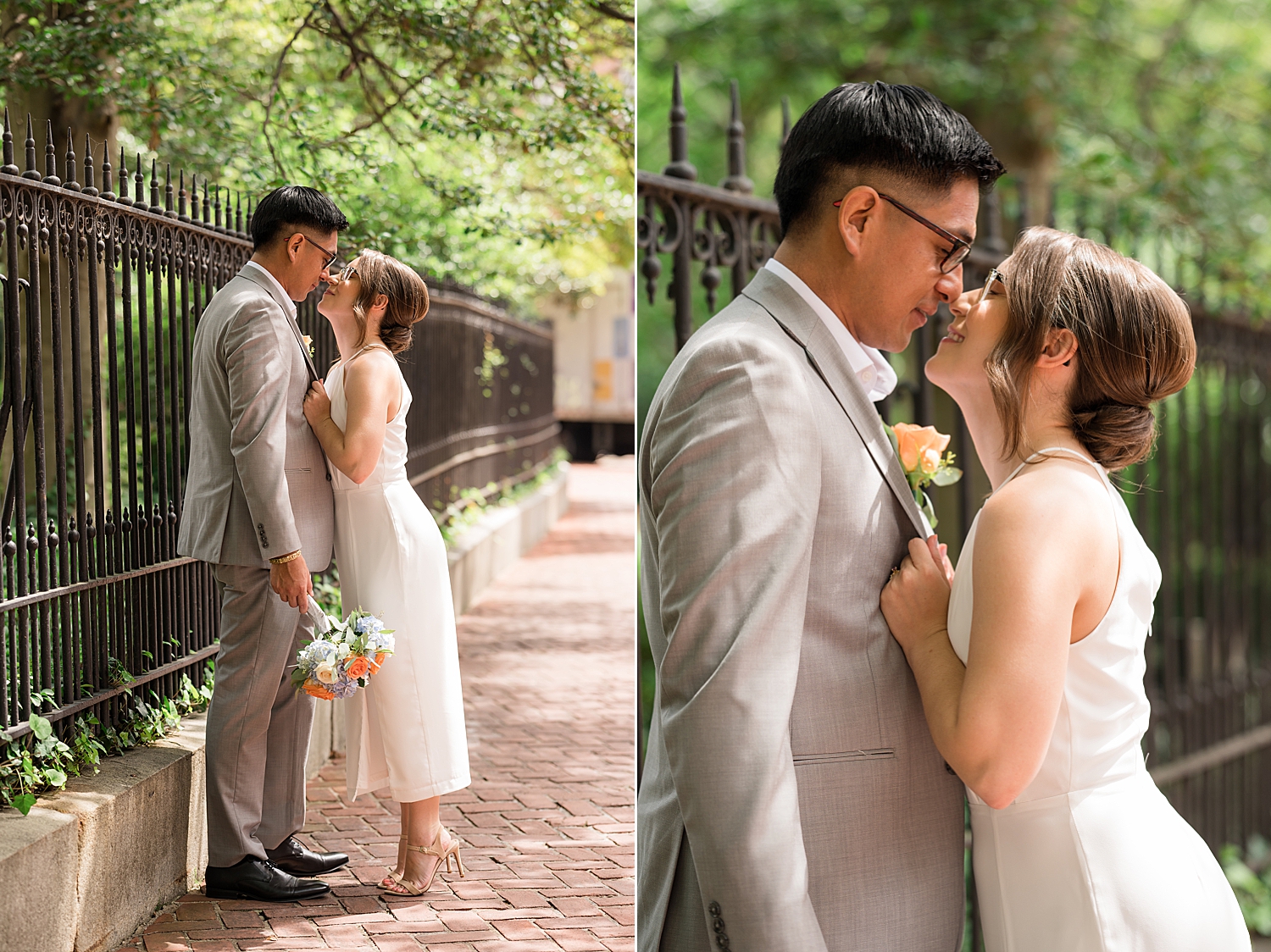 bride and groom portrait in annapolis on church circle