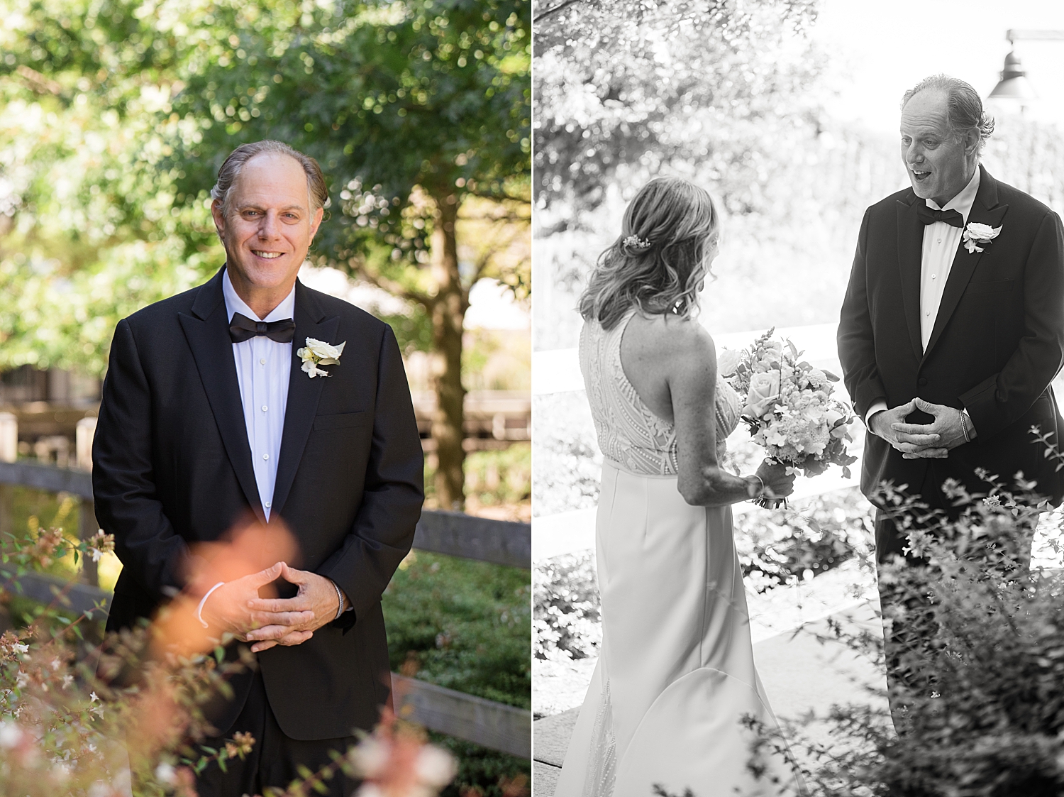 bride and groom first look