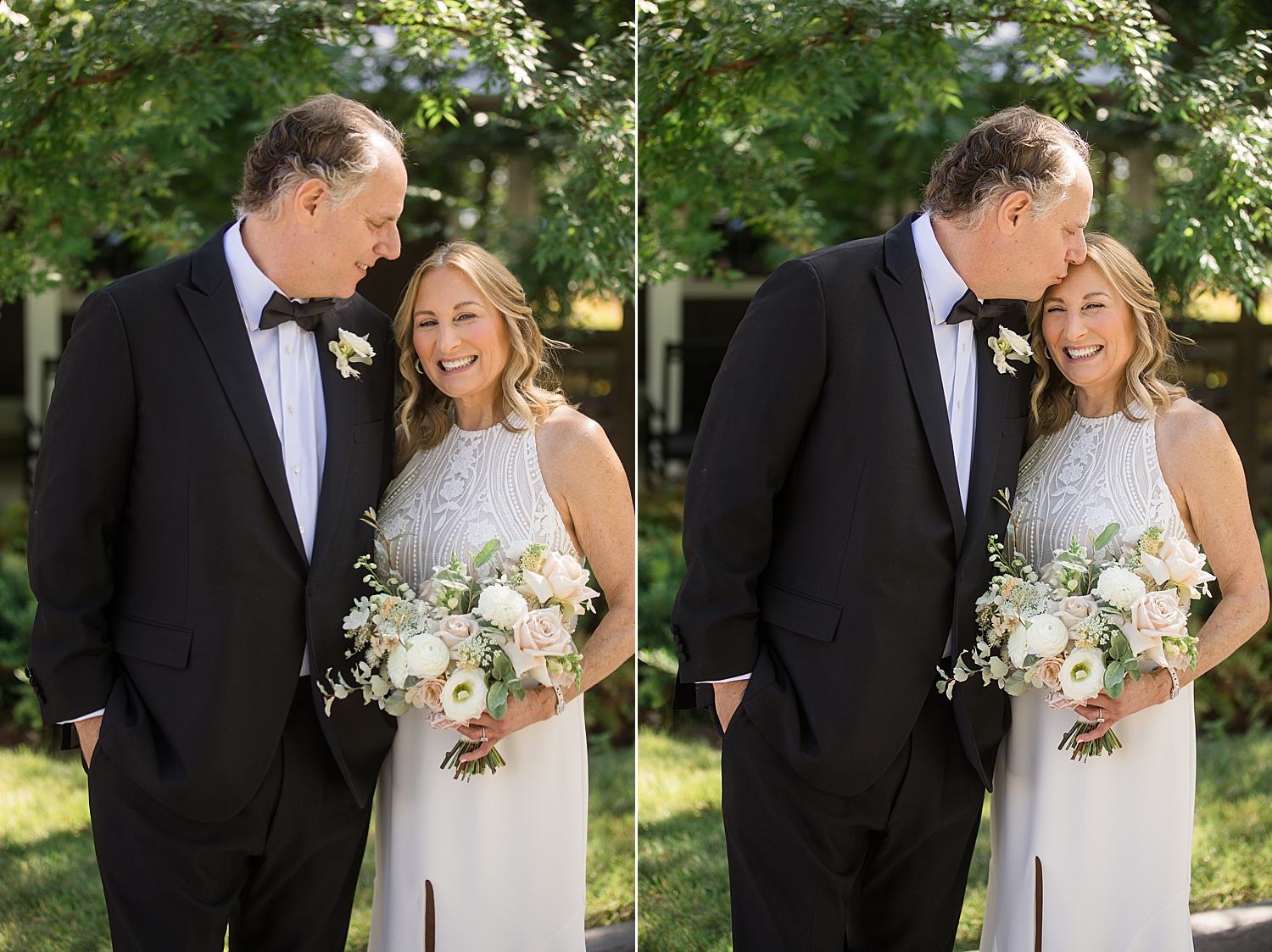 couple portrait, mid 60s couple, white florals