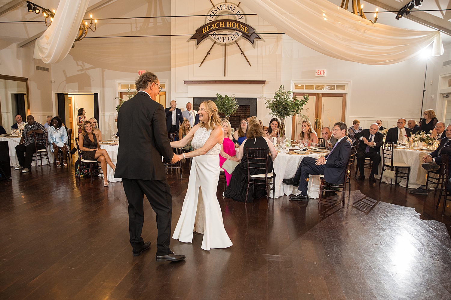 bride and groom first dance ballroom