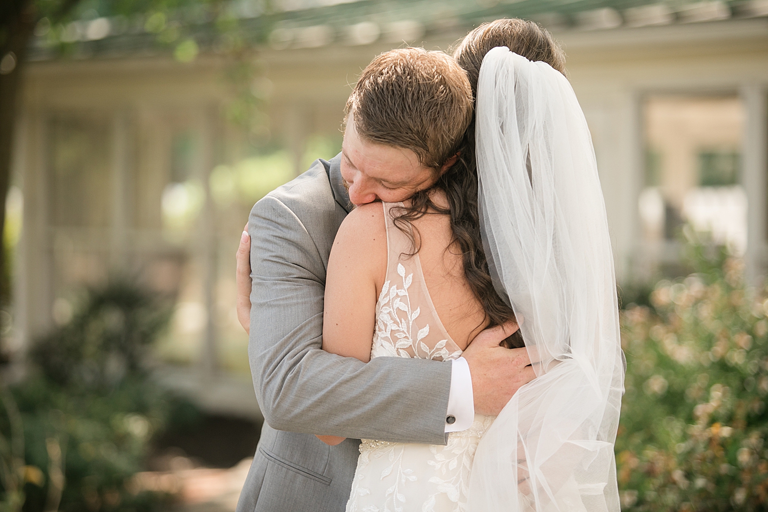 bride and groom first look