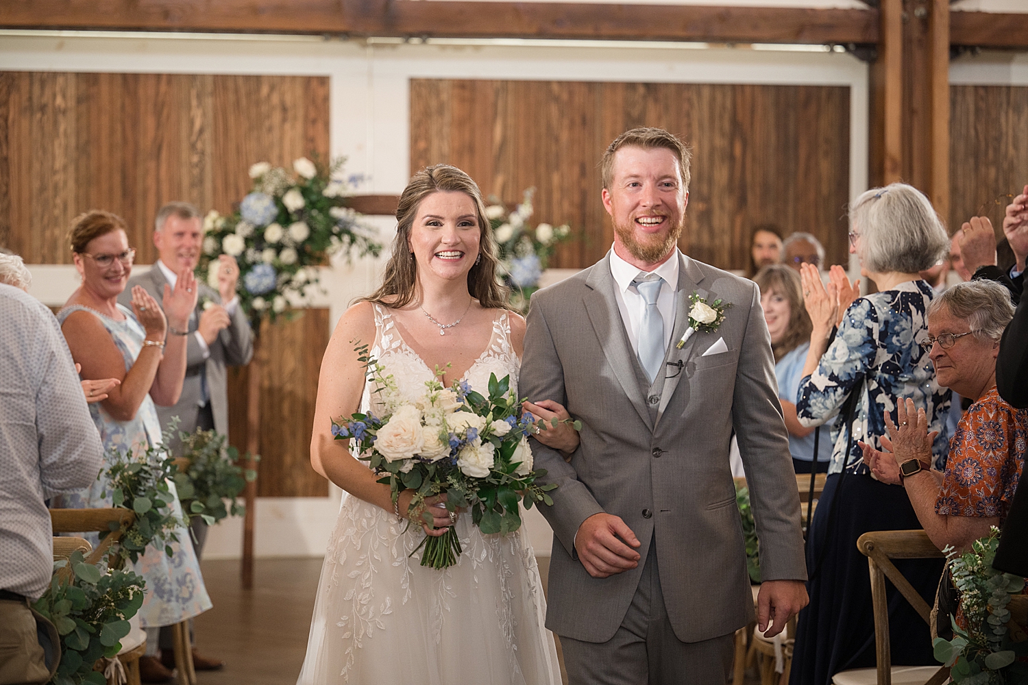 bride and groom recess after ceremony