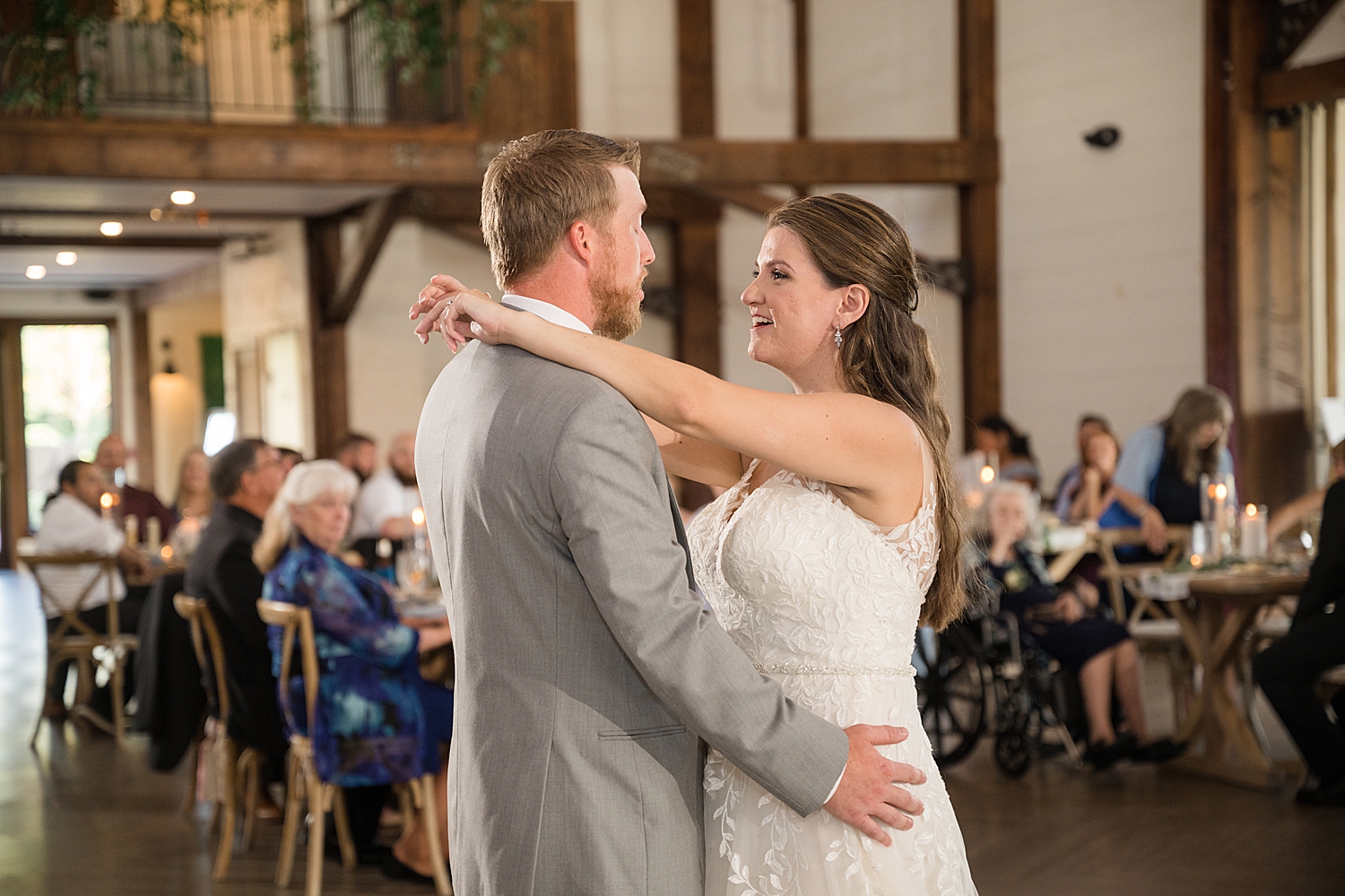 bride and groom first dance farmstead