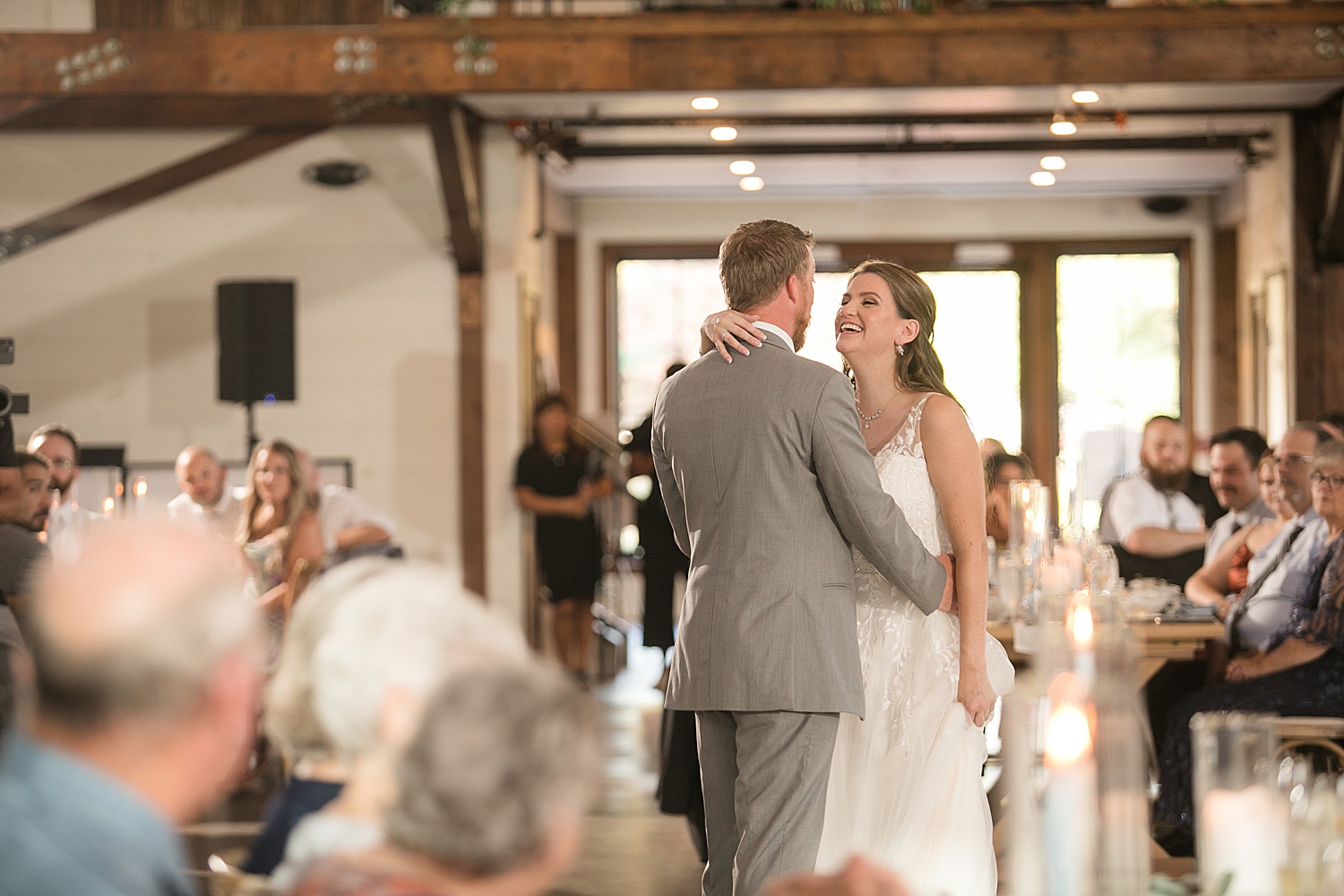 bride and groom first dance farmstead