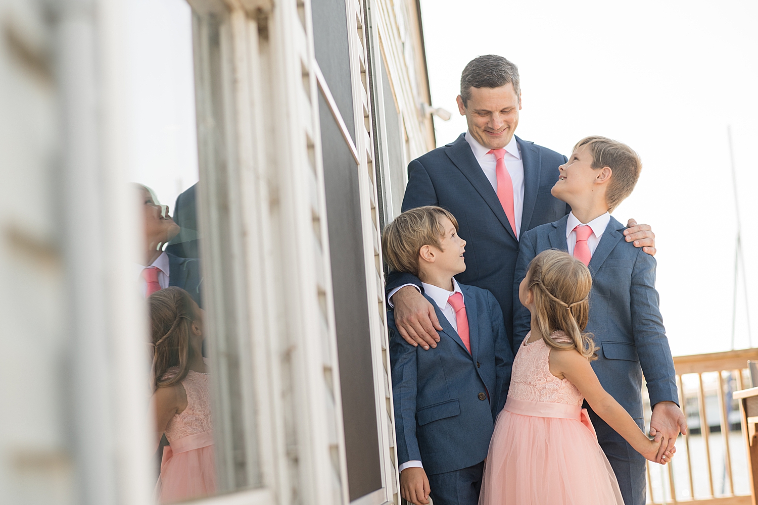 groom with his three kids