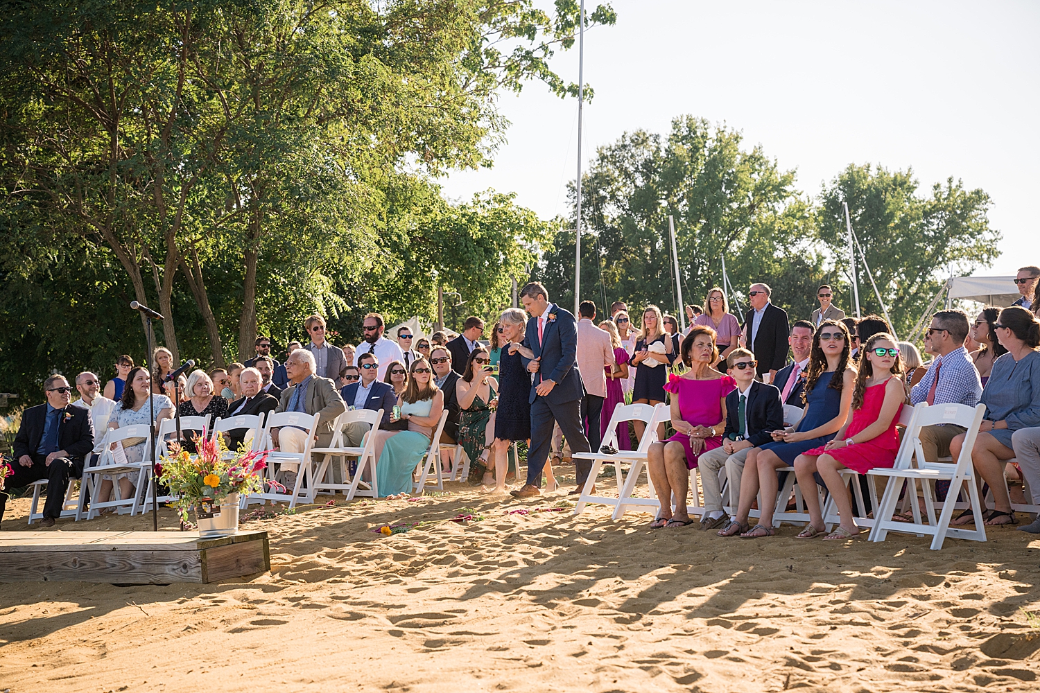 ceremony on the beach at annapolis sailing school