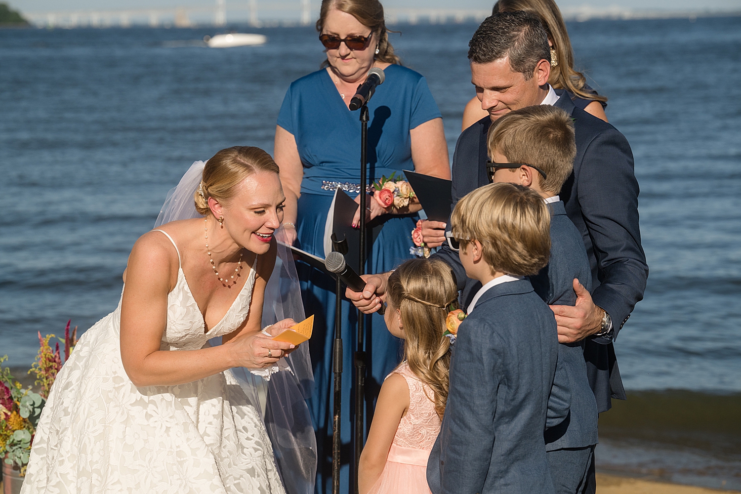 bride recites vows to her step children