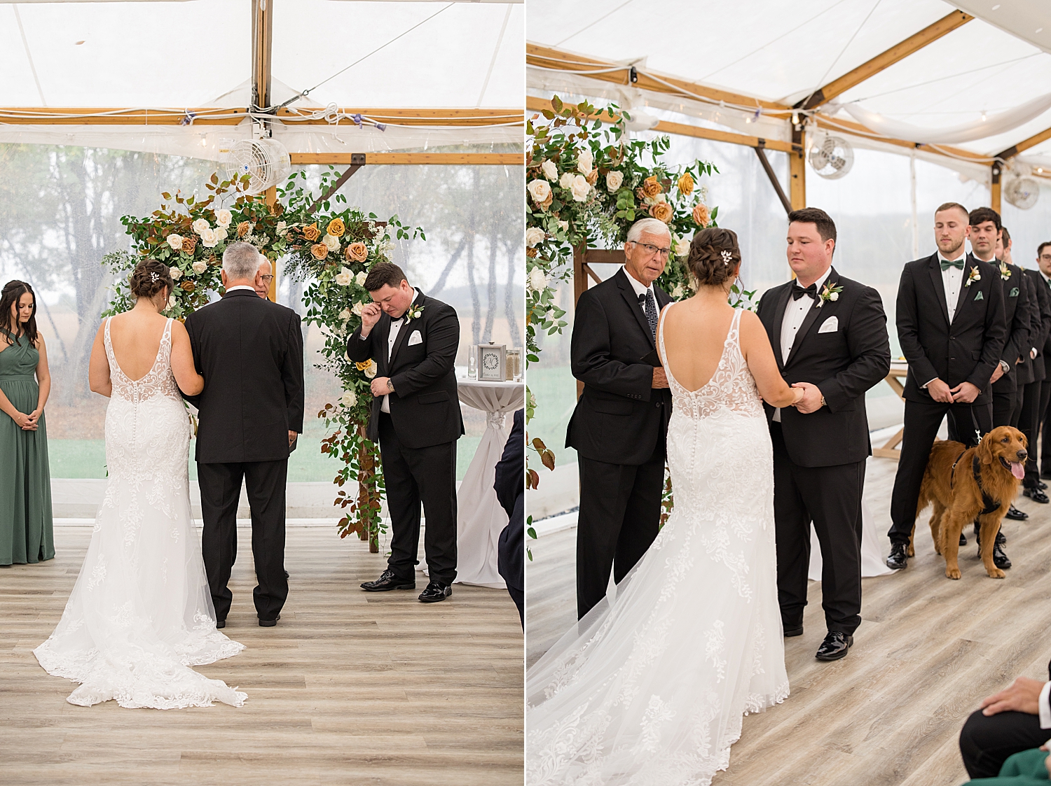 groom cries seeing bride coming down the aisle